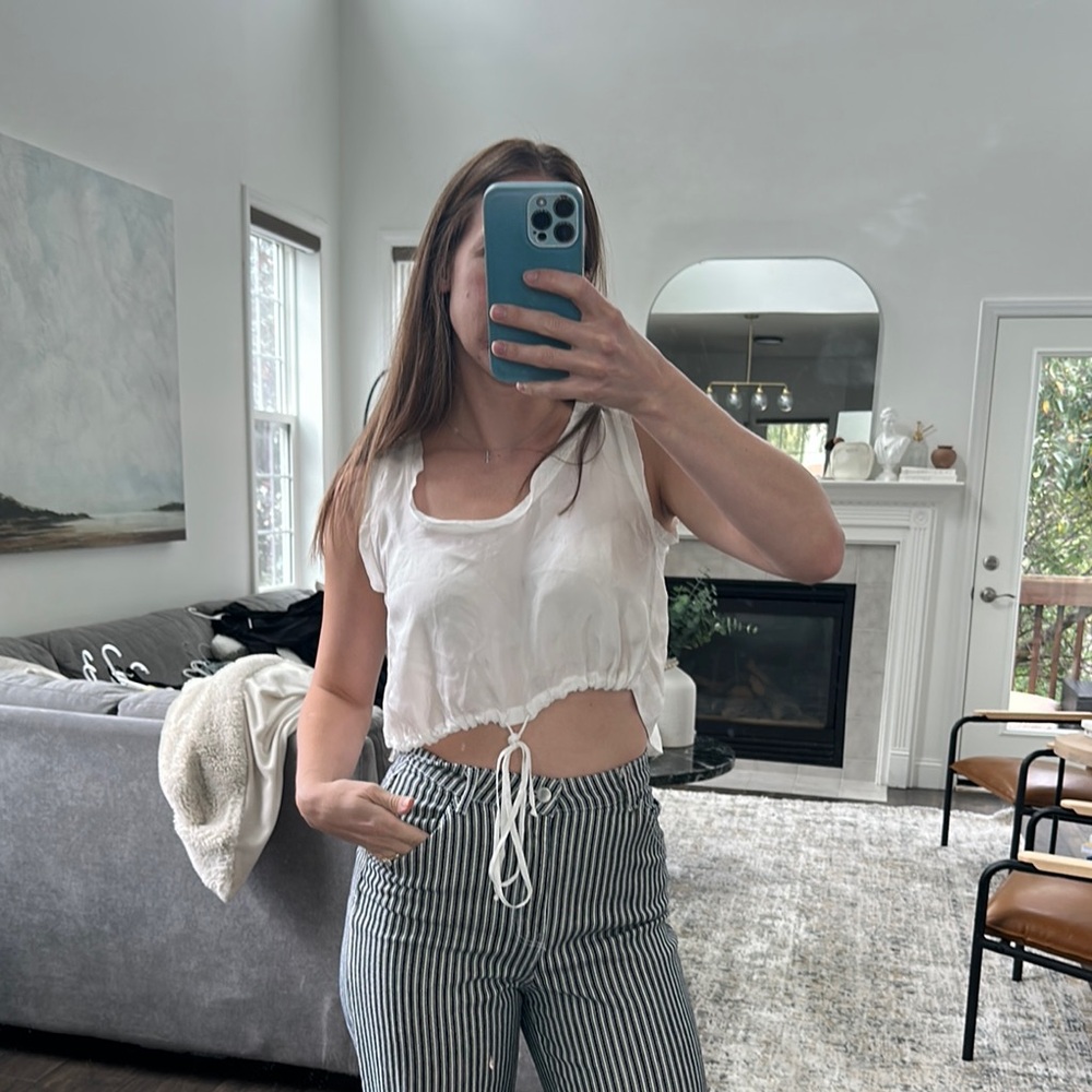 White Drawstring Tank Top